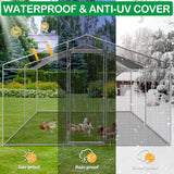 Raysfung Large Metal Chicken Coop, Walk-in Chicken Run Pen with Waterproof Cover, Spire Roof Poultry Cage for Outdoor, Backyard, Farm(9.7'Wx12.99'Lx6.4'H) Raysfung