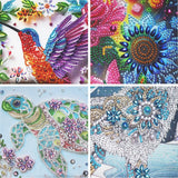 Hummingbird Special Shape Diamond Art Kits for Beginners,5D Small Diamond Painting Kits for Adults DIY Flowers Diamonds Dots Painting with Crystals Rhinestones Gem Art and Crafts 11.8 X 11.8inch Paintcolor