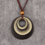 Bjesinmo Wooden Necklaces for Women Long Brown Necklaces Boho Pendant Necklace for Women Ethnic Style Wood Jewelry Necklace Bjesinmo