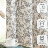 jinchan Floral Linen Blend Curtains for Living Room Black French Country Farmhouse 84 Inch Long Light Filtering Semi Sheer Kitchen Window Back Tab Curtains 2 Panels jinchan
