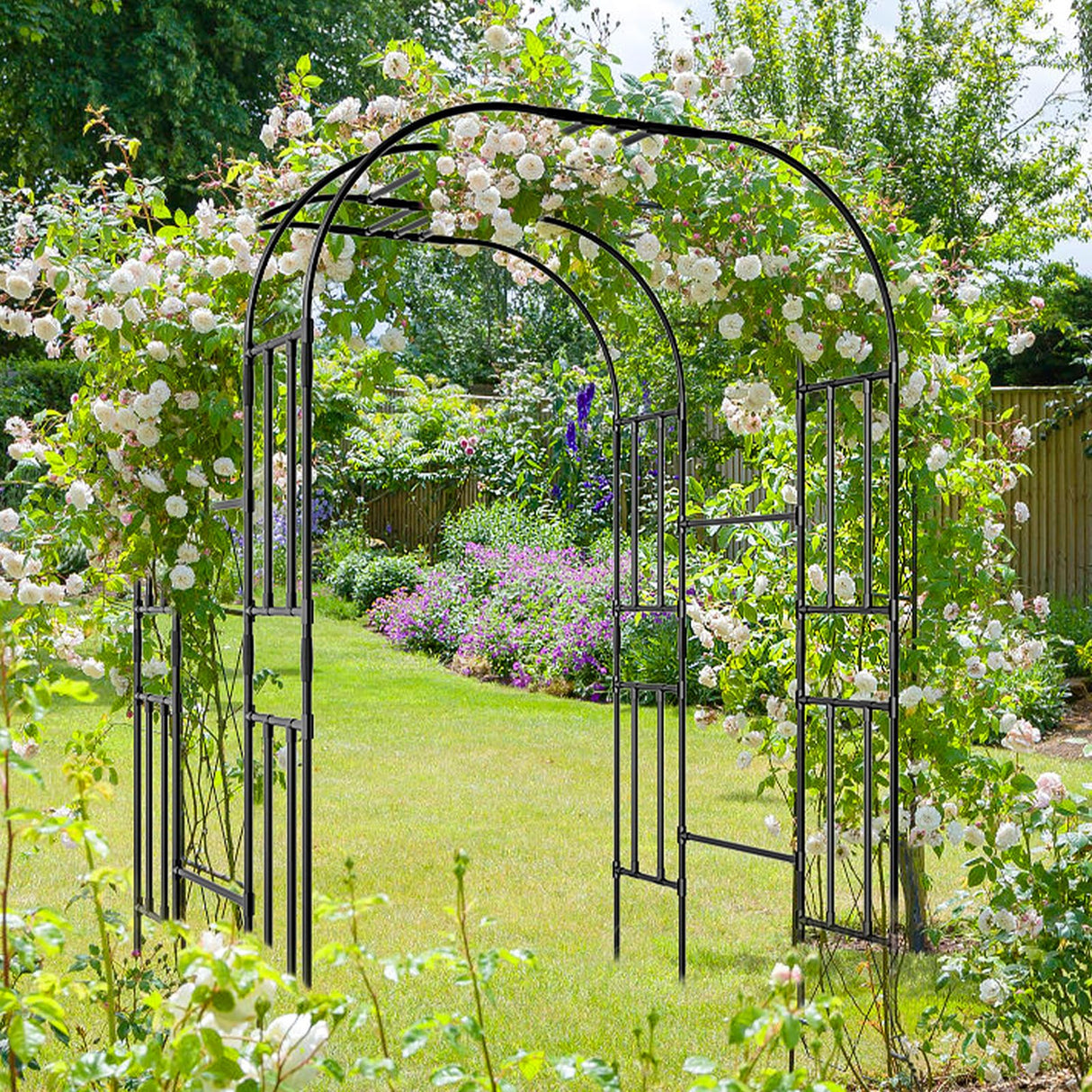 UrGROWA Outdoor Garden Arch Trellis, 87" H Large Garden Trellis for Climbing Plants, Metal Plant Support Trellis Archway Arbor Tunnel Large Trellis for Vegetables Plant Cucumber Trellis UrGROWA