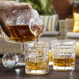 REGAL TRUNK & CO. Whiskey Decanter Set with Glasses, 4 Square Engraved Tumblers Whisky Decanter & Glass Set, Crystal Decanter Set Bourbon and Scotch, Gift Box and with Liquor Glass Polishing Cloth REGAL TRUNK & CO.