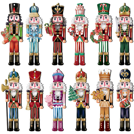 24 Pieces Christmas Nutcracker Wooden Ornaments Wood Hanging Decoration Set for Christmas Tree Hanging Wood Crafts Holiday Decor Xmas Party Supplies (Xmas-Nutcracker-A) JOPHMO