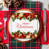JarThenaAMCS 50Pcs Merry Christmas Paper Napkin Poinsettia Floral Xmas Ball Disposable Dinner Napkin Luncheon Napkin for Winter Party Supplies JarThenaAMCS