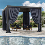 Kimunuk Gazebo Universal Replacement Privacy Curtain,10'X13' Gazebo Outdoor Waterproof Curtains, 4-Panels Sidewall Curtains with Double Zipper for Patio, Garden and Backyard (Only Curtains, Navy Blue) Kimunuk