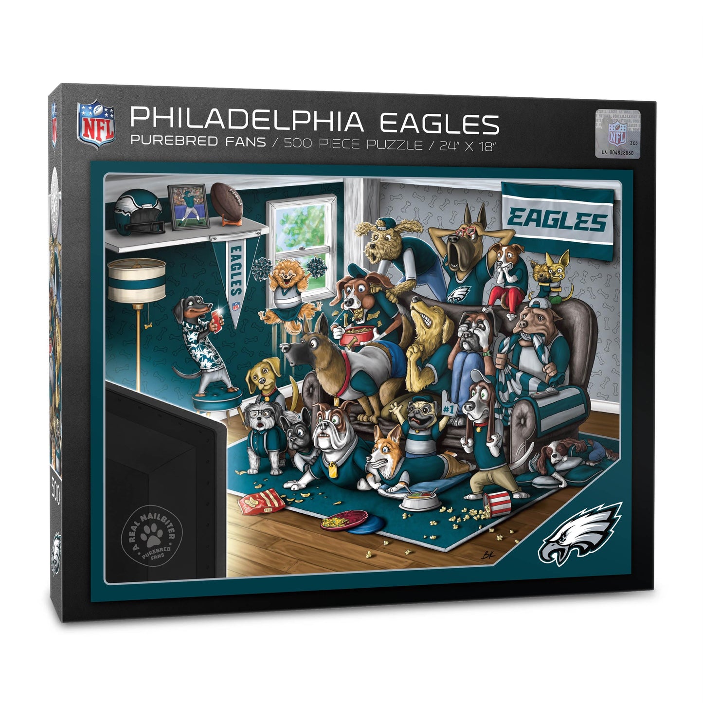 YouTheFan unisex adult NFL "A Nailbiter" Purebred Fans 500pc Puzzle A Real Nailbiter , Team Colors, 500 Piece US