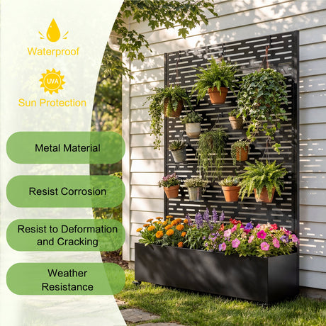Metal Raised Garden Bed with Wheels and Trellis HouseOfZazla