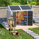 Outdoor Resin Storage Shed 8x6x7 FT Sheds Kit with Floor Included 2 Windows Double Lockable Door,Waterproof Outside Plastic Sheds for Backyard Garden Patio Lawn Tools WELYAS