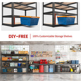 REIBII 2600LBS Garage Shelving 4 Tier Adjustable Storage Shelves Heavy Duty, 48" W Metal Shelves Utility Rack Shelving Units for Storage Warehouse Pantry Closet Kitchen, 48" W X 24" D X 60" H, Black REIBII