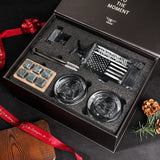 PONPUR Whiskey Decanter Engraved We The People American Flag, 750ml Whiskey Decanter Set with 2 Glasses, Christmas Boss Day Patriotic Birthday Gifts For Men Dad, Liquor Scotch Bourbon Presents PONPUR