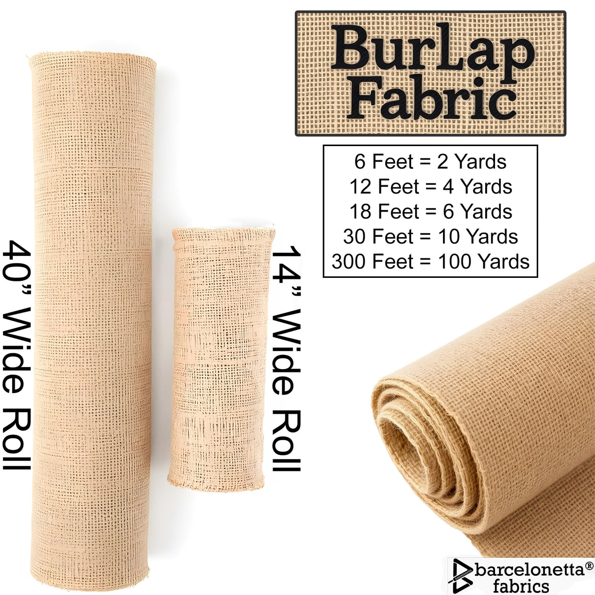 Barcelonetta | Burlap Fabric | Jute Cloth | Arts & Crafts, Home Decor, Outdoor Planters, Gardening | Rustic, Hessian, Croaker, Gunny Cloth (14" Wide, 6 Feet) Barcelonetta