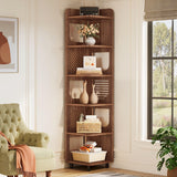 Tribesigns 6-Tier Corner Shelf Stand, 71-Inch Rustic Tall Narrow Corner Bookshelf Bookcase with Storage Rack, Corner Plant Stand Display Shelf Organizer for Living Room, Bedroom, Office Tribesigns