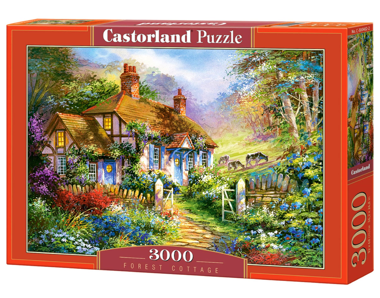 Castorland 3000 Piece Jigsaw Puzzles, Forest Cottage, Charming Nook, Pond, Countryside, Adult Puzzles, C-300402-2, Small Castorland
