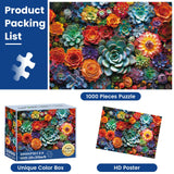 1000 Piece Puzzle for Adults - Colourful Flowers & Succulent Plants Puzzle for Adults Children - Recycled Paper Jigsaw Puzzle 1000 Pieces - Fun and Challenging Family Game Great Gift Idea, 28 * 20 in Edsjegn
