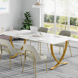 Tribesigns Executive Desk, 63” W x 31.5” D Large Office Desk, Modern Computer Desk Conference Table Meeting Room Table, Business Furniture for Home Office, White and Gold Tribesigns