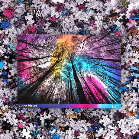 Bgraamiens Puzzle-Forest Under Starry Night-1000 Pieces Gradient Magic Colorful Puzzle for Adult,Hard Challenge Puzzle for Adult Bgraamiens