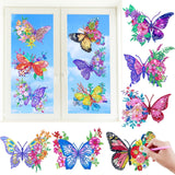 Qilery 12 Pcs Large Butterfly Diamond Painting Giant Butterfly Stained Glass Window Clings Painting Kits Stained Glass Diamond Painting Kit DIY Art Accessories for Adult Home Decor Qilery