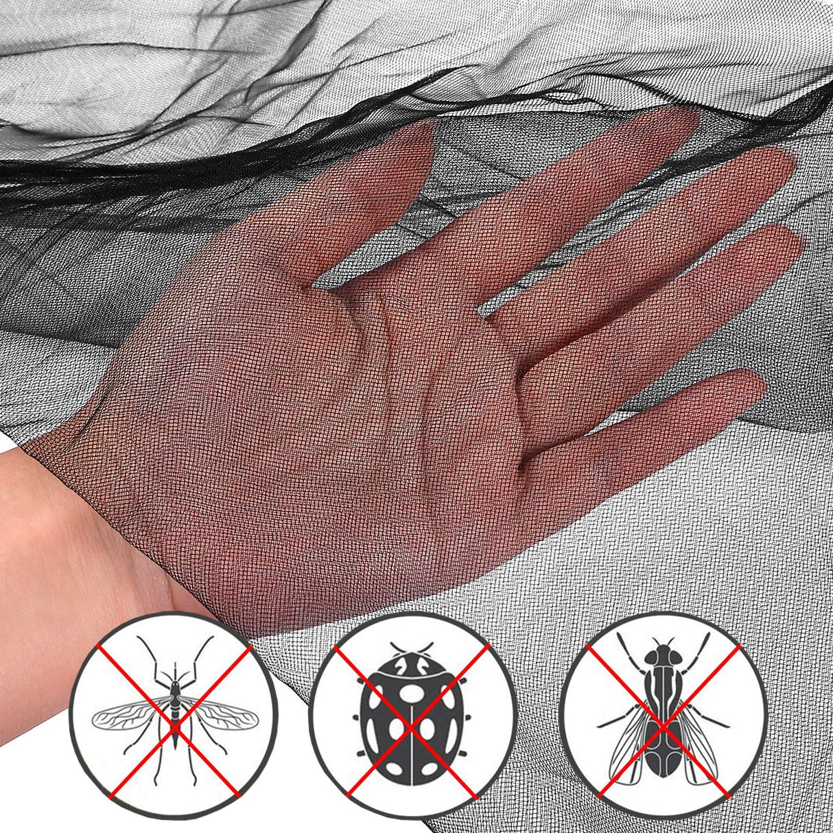 Comtelek Elegant Bed Canopy Mosquito Net Set, Four Corner Post Curtains, Stick Hook &Profession Rope, Screen Netting, Full/Queen/King/Black Comtelek