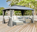 Domi 10'x14' Gazebo with Double Roof Soft Top, Patio Gazebo Canopy Tent, Upgraded 4’‘ Metal Frame for Deck Backyard Garden Lawns Gray domi outdoor living