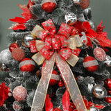 Christmas Tree Topper Bow, 44X12 Inch Artificial Xmas Tree Flower Topper Decor, for Family, Wedding, Birthday Party, Indoor Outdoor Thanksgiving Christmas Decoration - Red/Gold/Snowflake. RoseCraft