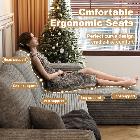 AUGOP 108" Sectional Couches for Living Room Modern Modular Sofa with L-Shape Couchs Upholstered Boneless Couch Deep Seat Sectional Couch with Chaise (Camel, Right Facing Chaise+2Seaters) AUGOP