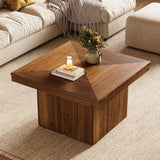 TRIBEWOOD Wood Coffee Table for Living Room, 35.43" Mid Century Modern Square Center Cocktail Table, Farmhouse Accent Tea Cocktail Furniture for Small Space, Office, Rustic Brown TRIBEWOOD
