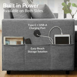 ODIKA L Shaped Convertible Sleeper Sofa Bed, 84" Sectional Couch for Living Room - Pull Out Bed, Reversible Chaise with Storage, Dual USB-C Charging, Removable & Washable Dark Grey Linen Covers ODIKA