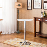 Roundhill Furniture Baxton White Adjustable Height Wood & Chrome Metal bar Table & 2 Chrome Air Lift Adjustable Swivel Stools Set Roundhill Furniture