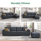HONBAY Convertible Sectional Sofa L Shaped Couch Reversible Sectional for Small Apartment, Bluish Grey HONBAY