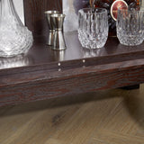 HRVEOCEI Curio Cabinet with Lighted, Display Cabinet with Glass Doors, Corner China Cabinet with Tempered Adjustable Glass Shelves & Carved Decoration(Brown) HRVEOCEI