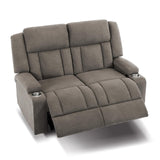 AIWOEN Recliner Loveseat Sofa with Cup Holders, 2-Seater Fabric Reclining Couch, Manual Recliner Wall Hugger for Living Room, Small Spaces, Home Theater (Light Brown) AIWOEN