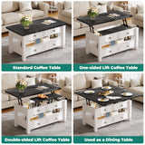 YITAHOME Coffee Table Lift Top, 4 in 1 Multi-Function Convertible Coffee Table with Drawers and Hidden Compartment, Converts to Dining Table for Living Room Home Office, Black Top YITAHOME