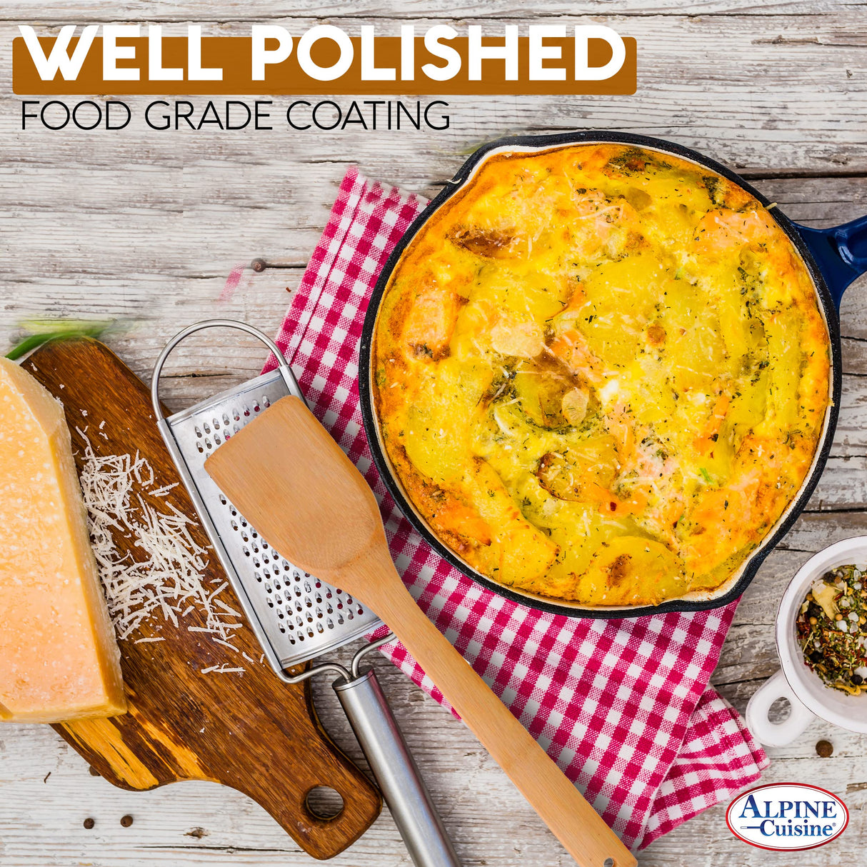 Alpine Cuisine Bamboo Wood Spatula 12-Inch with Wood Handle - Heat-Resistant Head with Curved Front for Scooping & Scraping, Kitchen Spatulas for Cooking, & Baking - Dishwasher-Safe & BPA-Free Alpine Cuisine