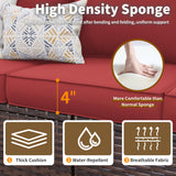 VONZOY Patio Furniture Set, 5 Pieces Outdoor Sectional Couch with Chairs, Ottomans and Thick Cushions, All Weather Wicker Rattan Patio Conversation Set, Wine Red VONZOY