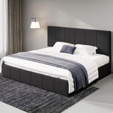 Allewie King Size Dutch Velvet Upholstered Platform Bed Frame/Vertical Channel Tufted Adjustable Headboard/Low Profile Bed Frame/No Box Spring Needed/Easy Assembly/Black Allewie