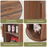 31.5" Round Dining Table for 2-4, Modern Farmhouse Kitchen Table with 2-Tier Storage Shelf, Small Wooden Circle Dining Tables with Fluted Base for Home Dining Room Living Room (Walnut) weselon