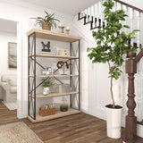 Deco 79 Industrial Wood Shelving Unit, 72 x 48 x 17 Inches, Brown/Iron Deco 79