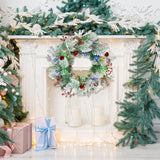 Christmas Wreath for Front Door 24inch - Light Up Artificial Christmas Wreath, Lighted Christmas Wreaths Battery Operated, with Bells and Wreath Hanger, for Front Door Wall Windows Xmas Decoration HOYECHI