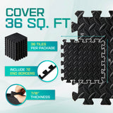 Yes4All Interlocking Exercise Foam Mats with Border – Interlocking Floor Mats for Gym Equipment – Eva Interlocking Floor Tiles - 36 Square Feet (36 Tiles) - Black Yes4All
