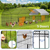 130"x40"x40" Metal Chicken Coop Playpen with Waterproof Cover, Rabbit Duck Large Cage Outdoor Backyard Farm PawGiant