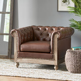 Christopher Knight Home Castalia Club Chair, Dark Brown + Natural 33.5D x 39W x 28H Inch Christopher Knight Home