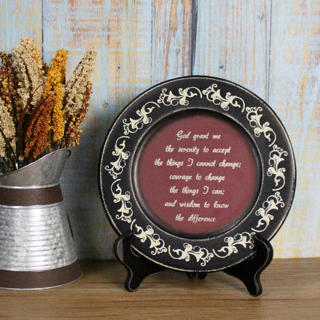 CVHOMEDECO. Primitives Vintage God Grant Me Wood Decorative Plate Retro Display Wooden Plate Home Décor Art, 9-3/4 Inch CVHOMEDECO.