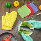 Zubebe 12 Pcs Oven Mitts and Pot Holders Multicolor Sets 6 Pair Blank Sublimation Heat Resistant Cotton Oven Gloves Kitchen Gloves 6 Terry Cloth Pot Holders Oven Hot Pads for Cooking Baking Grilling Zubebe
