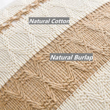 Fancy Homi Set of 2 Boho Neutral Decorative Throw Pillow Cover 18x18 Inch for Couch Bed Sofa, Aesthetic Modern Organic Farmhouse Home Decor, Soft Cotton Cute Accent Macrame Woven Tan Cushion Case Fancy Homi