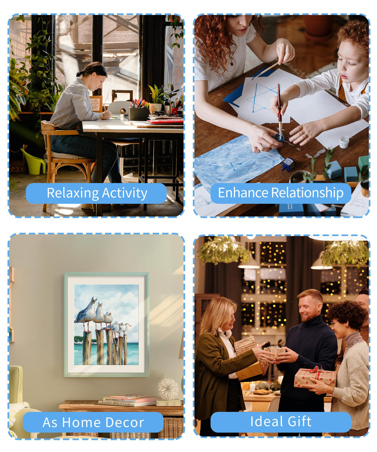 SUMGAR DIY Paint by Numbers Kit for Adults Beginner Seagull Blue Sea Paint by Numbers 16x20 Inch Without Frame Realistic Acrylic Oil Painting Drawing Craft Work Set with Brushes Christmas Gift SUMGAR