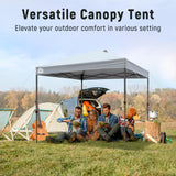 Vibemo Canopy Tent 10x10, 1-Person Setup Pop Up Canopy Tent with Roller Bag, 3 Adjustable Height, 4 Sandbags, 8 Stakes, 4 Guylines, Waterproof and UPF50+ Sun Protection Outdoor Canopy for Party，Beach Vibemo