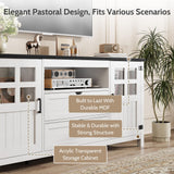 Vividwood Farmhouse TV Stand for 65 70 75 Inch TVs, Entertainment Center with Adjustable Shelves, 2 Barn Doors and Drawers, Storage Media Cabinet for Living Room or Bedroom-White Vividwood