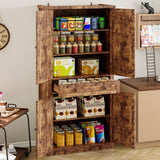 BORNOON Pantry Organizers and Storage Cabinet, 70” Barn Door White Kitchen Cabinet with Drawers and Adjustable Shelf, Tall Pantry for Kitchen, Dining Room, Living Room BORNOON