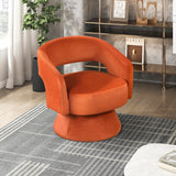 Lexicon 360 Degree Swivel Accent Chair, Modern Comfy Velvet Round Barrel Chair, Open Back, Plush Foam Cushions, Metal Swivel Base for Living Room/Bedroom/Office, Orange Lexicon