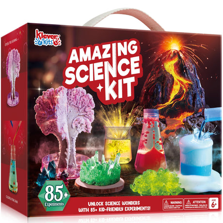 Klever Kits Amazing Science Kits- 85+ Experiments Educational Toys, STEM Activities with Erupting Volcano and Growing Crystal Tree for Kids Aged 6 7 8+ Klever Kits